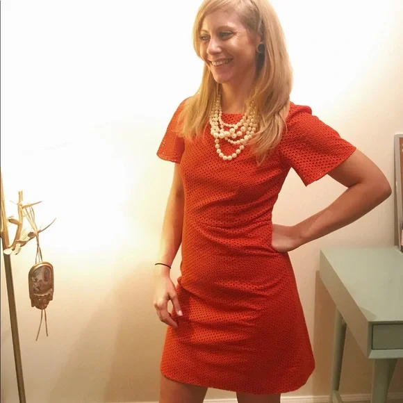 J. Crew Dresses J Crew Eyelit Flutter Sleeve Fit Flare Dress